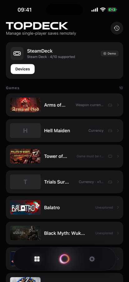 Game list with cover art and the values that can be changed